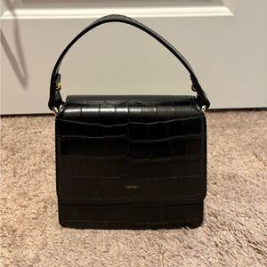 JW PEI Black Croc-Textured Shoulder Bag